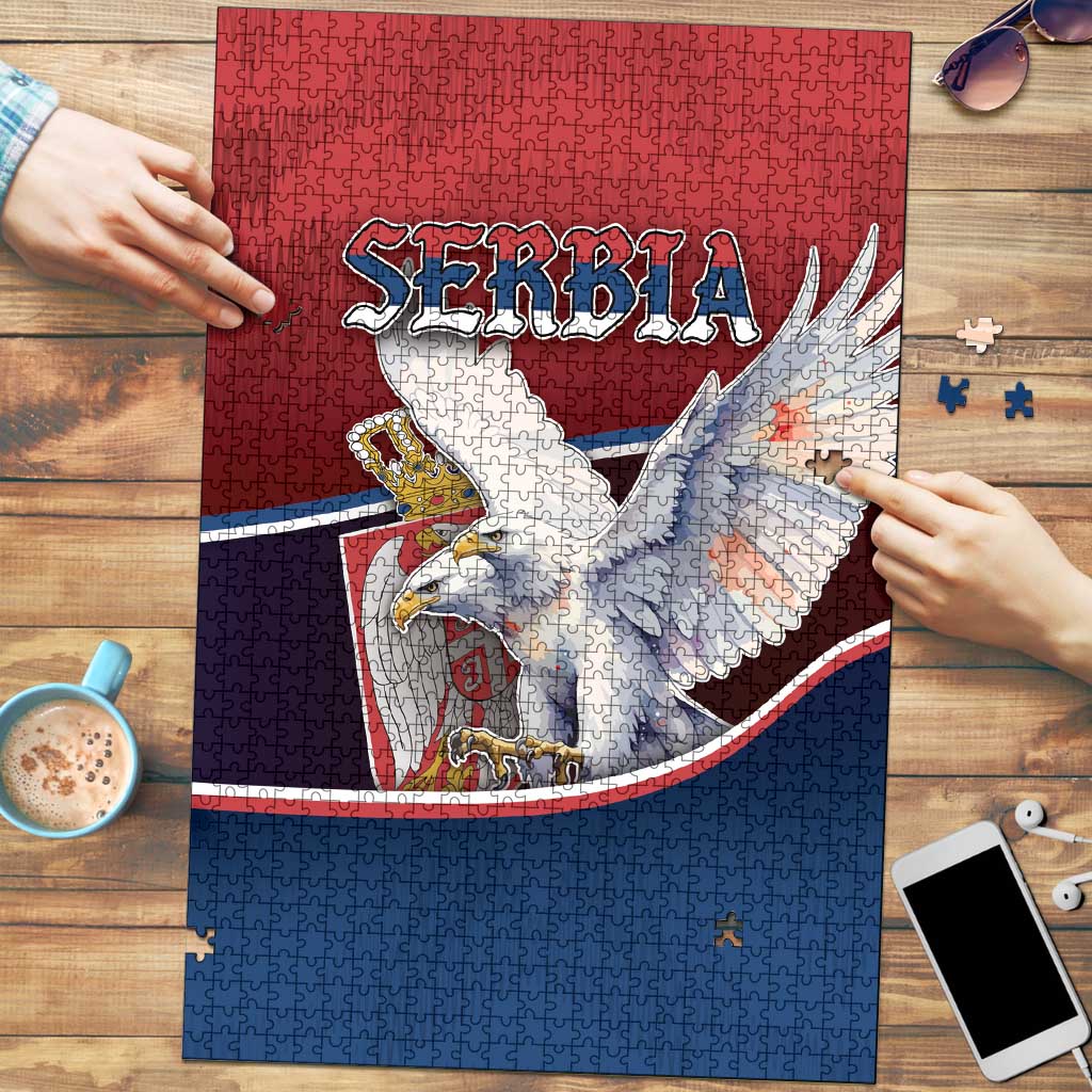 Serbia Puzzle White Double Headed Eagle With Coat Of Arms - Wonder Print Shop