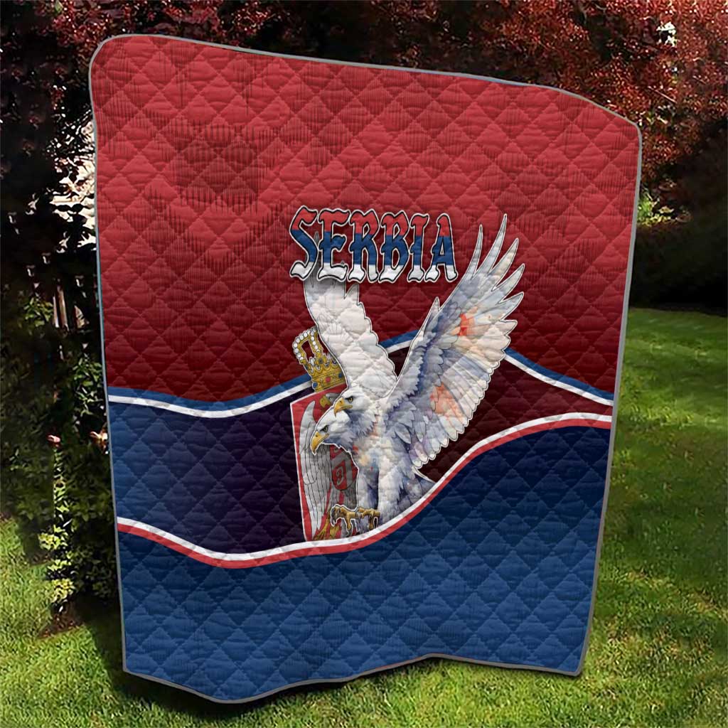 Serbia Quilt White Double Headed Eagle With Coat Of Arms - Wonder Print Shop