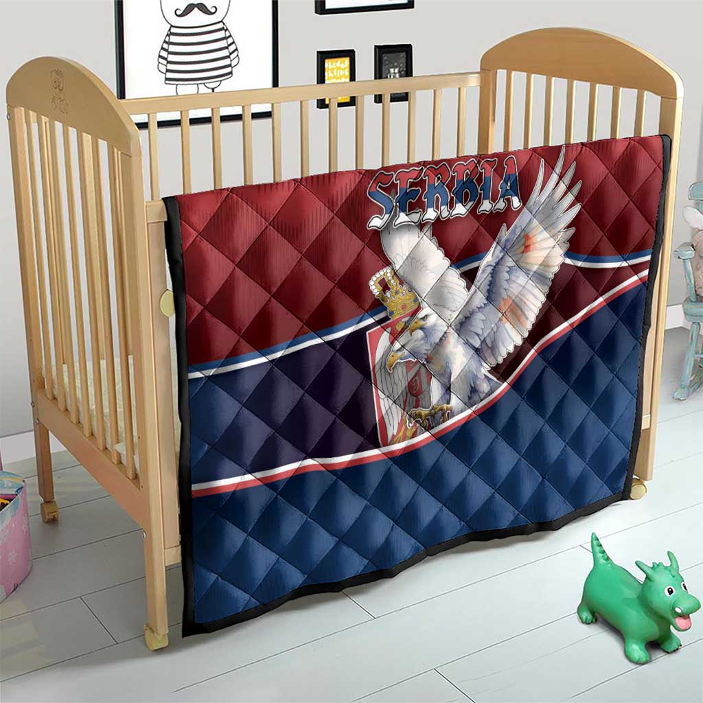 Serbia Quilt White Double Headed Eagle With Coat Of Arms - Wonder Print Shop
