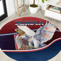 Serbia Round Carpet White Double Headed Eagle With Coat Of Arms - Wonder Print Shop