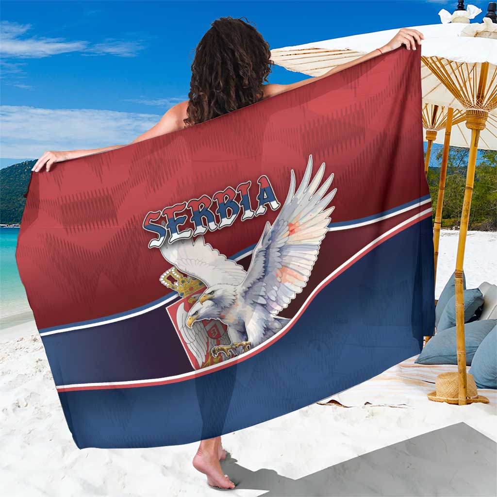Serbia Sarong White Double Headed Eagle With Coat Of Arms - Wonder Print Shop