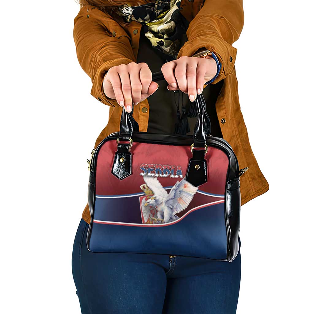 Serbia Shoulder Handbag White Double Headed Eagle With Coat Of Arms - Wonder Print Shop
