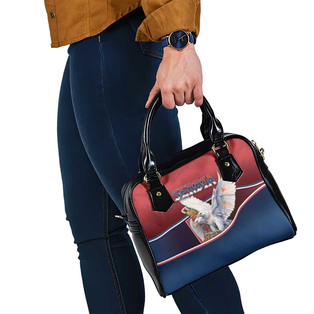 Serbia Shoulder Handbag White Double Headed Eagle With Coat Of Arms - Wonder Print Shop