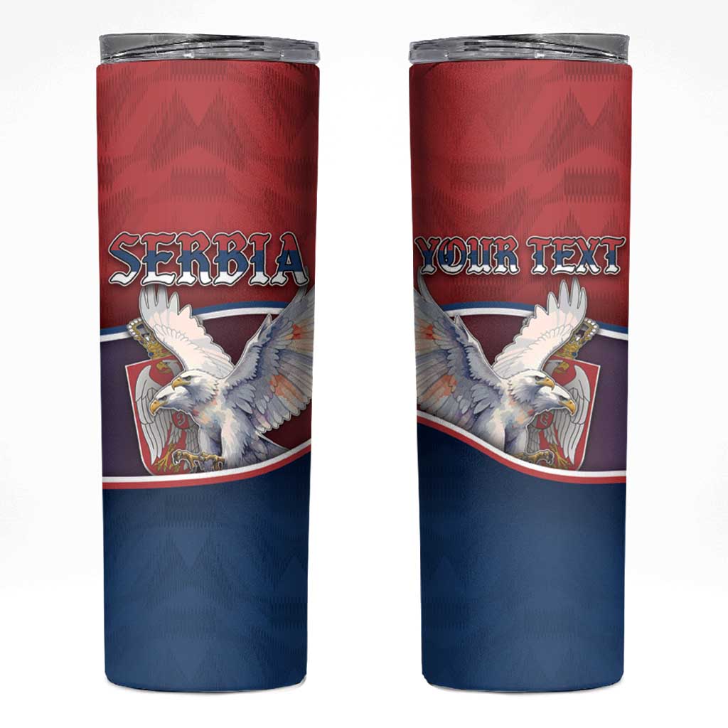 Personalized Serbia Skinny Tumbler White Double Headed Eagle With Coat Of Arms - Wonder Print Shop