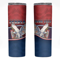 Personalized Serbia Skinny Tumbler White Double Headed Eagle With Coat Of Arms - Wonder Print Shop