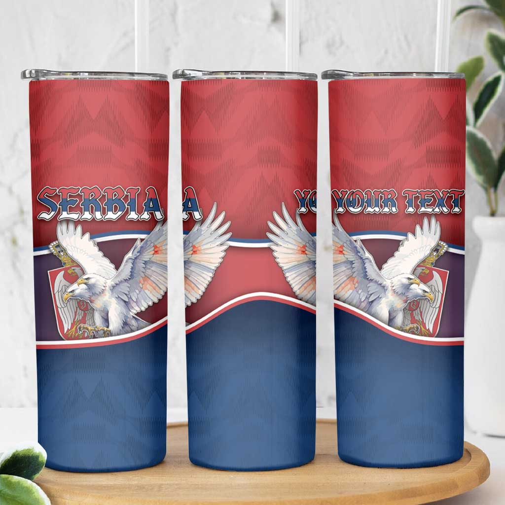 Personalized Serbia Skinny Tumbler White Double Headed Eagle With Coat Of Arms - Wonder Print Shop