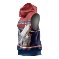 Personalized Serbia Sleeveless Hoodie White Double Headed Eagle With Coat Of Arms - Wonder Print Shop