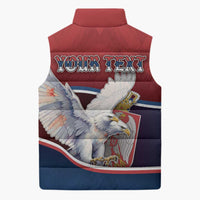 Personalized Serbia Sleeveless Puffer Jacket White Double Headed Eagle With Coat Of Arms - Wonder Print Shop