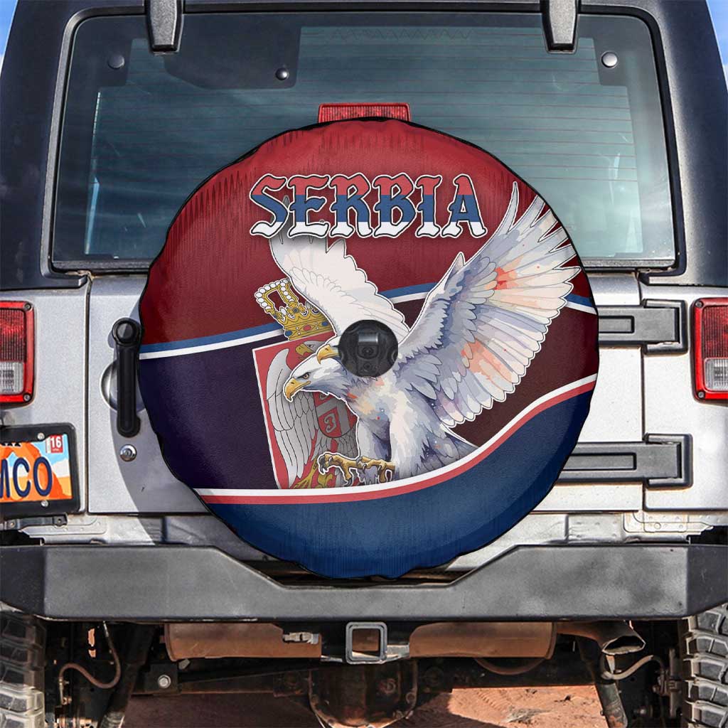 Serbia Spare Tire Cover White Double Headed Eagle With Coat Of Arms - Wonder Print Shop