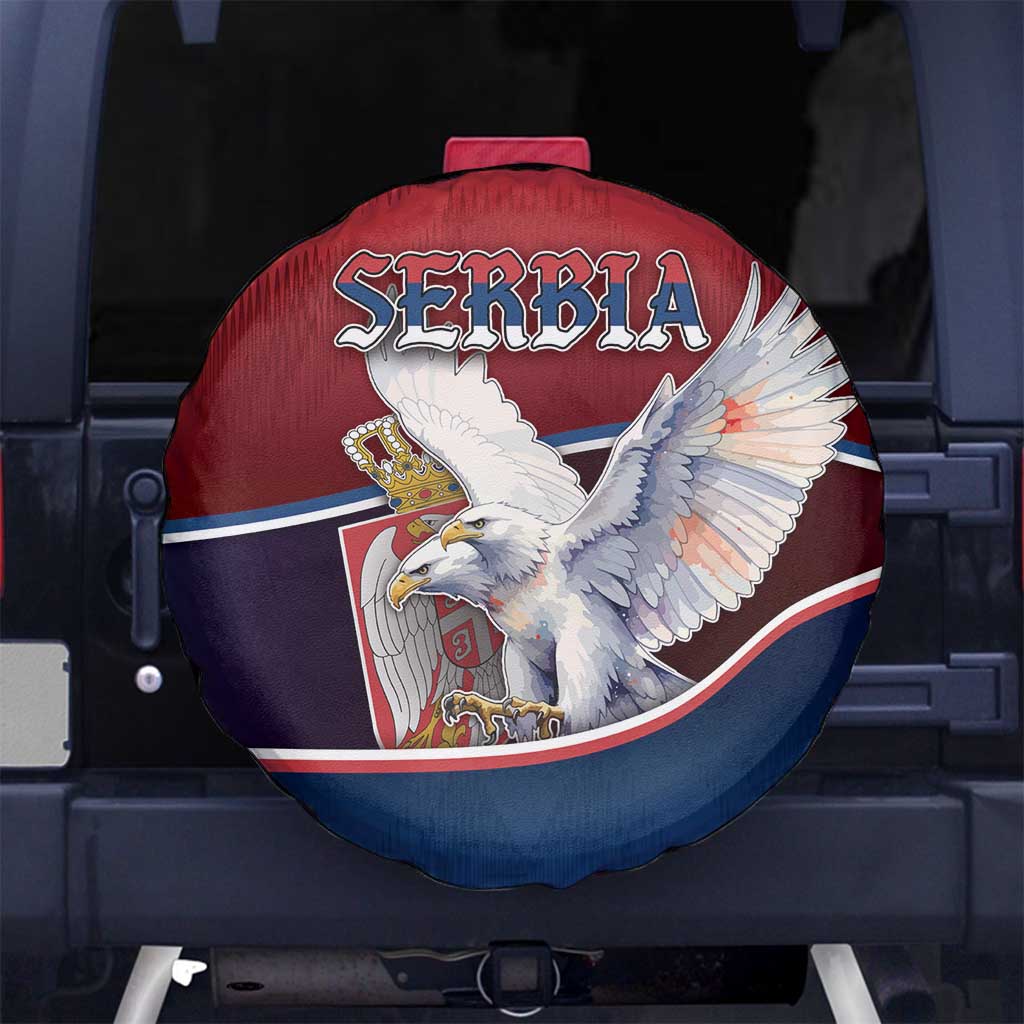 Serbia Spare Tire Cover White Double Headed Eagle With Coat Of Arms - Wonder Print Shop
