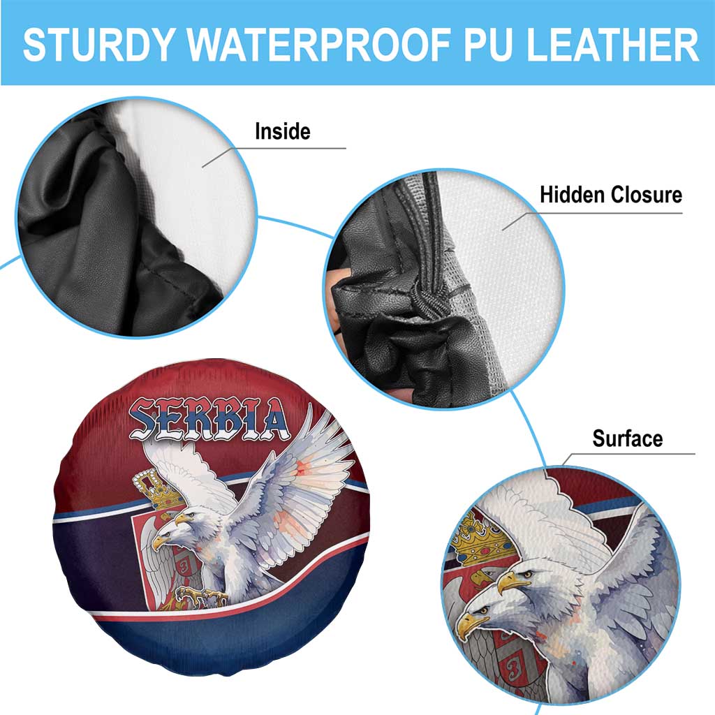 Serbia Spare Tire Cover White Double Headed Eagle With Coat Of Arms - Wonder Print Shop