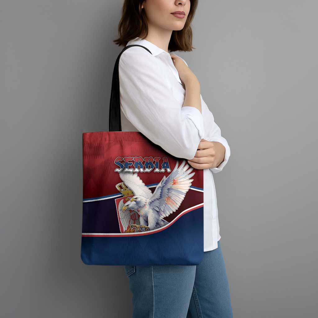 Serbia Tote Bag White Double Headed Eagle With Coat Of Arms - Wonder Print Shop