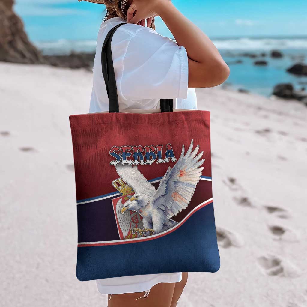 Serbia Tote Bag White Double Headed Eagle With Coat Of Arms - Wonder Print Shop