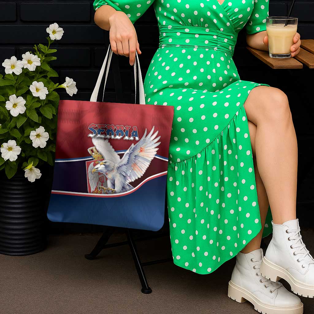 Serbia Tote Bag White Double Headed Eagle With Coat Of Arms - Wonder Print Shop