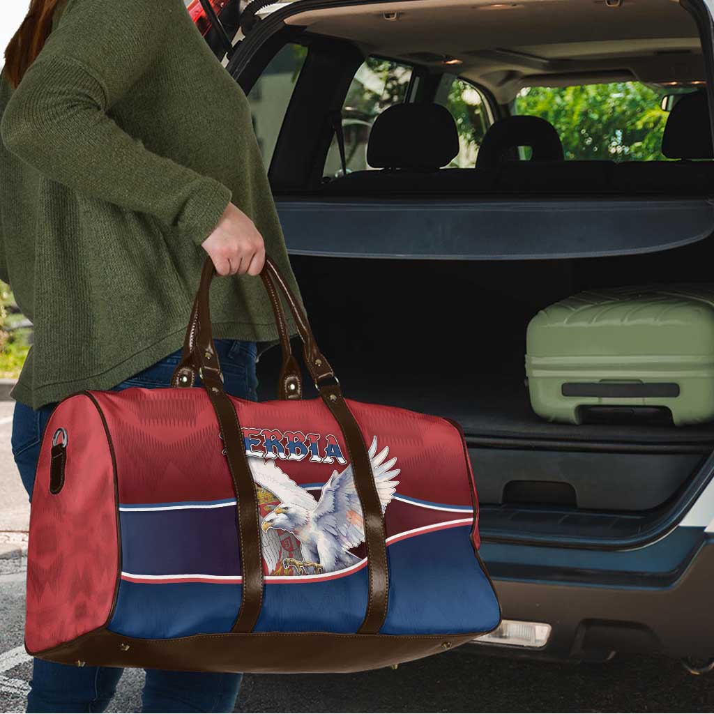 Serbia Travel Bag White Double Headed Eagle With Coat Of Arms - Wonder Print Shop