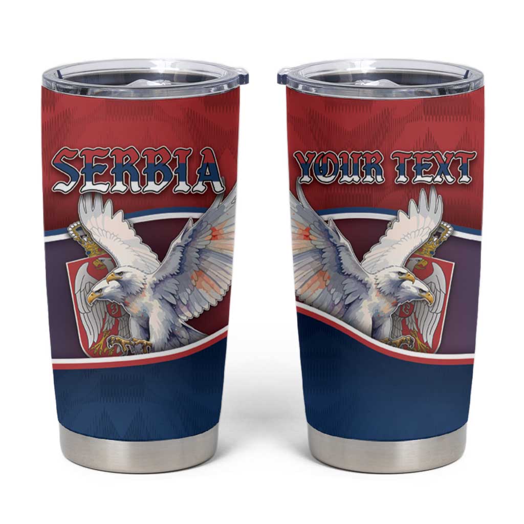 Personalized Serbia Tumbler Cup White Double Headed Eagle With Coat Of Arms - Wonder Print Shop