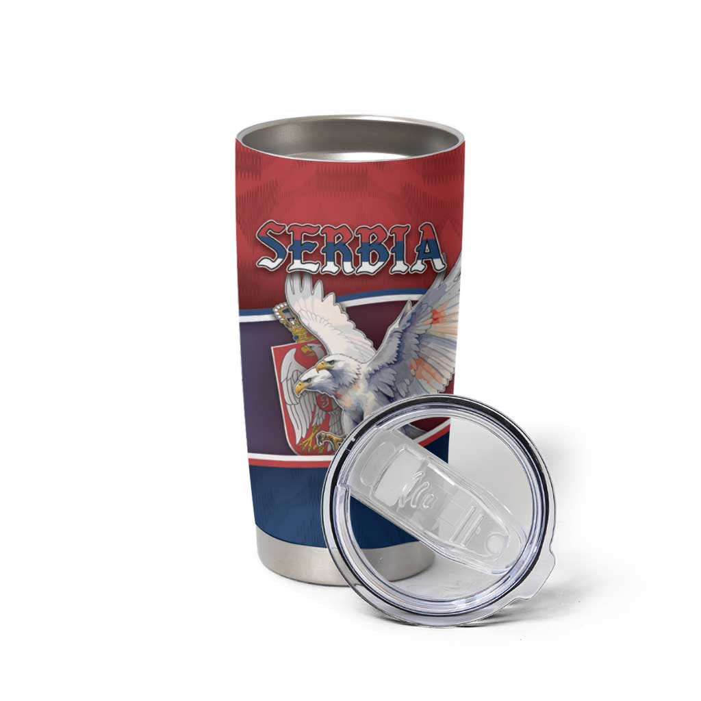 Personalized Serbia Tumbler Cup White Double Headed Eagle With Coat Of Arms - Wonder Print Shop