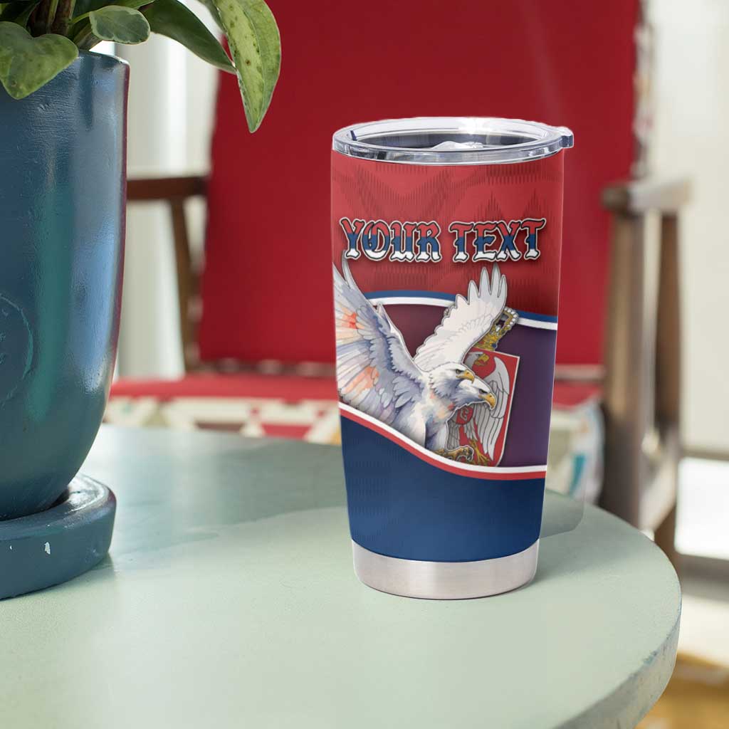 Personalized Serbia Tumbler Cup White Double Headed Eagle With Coat Of Arms - Wonder Print Shop