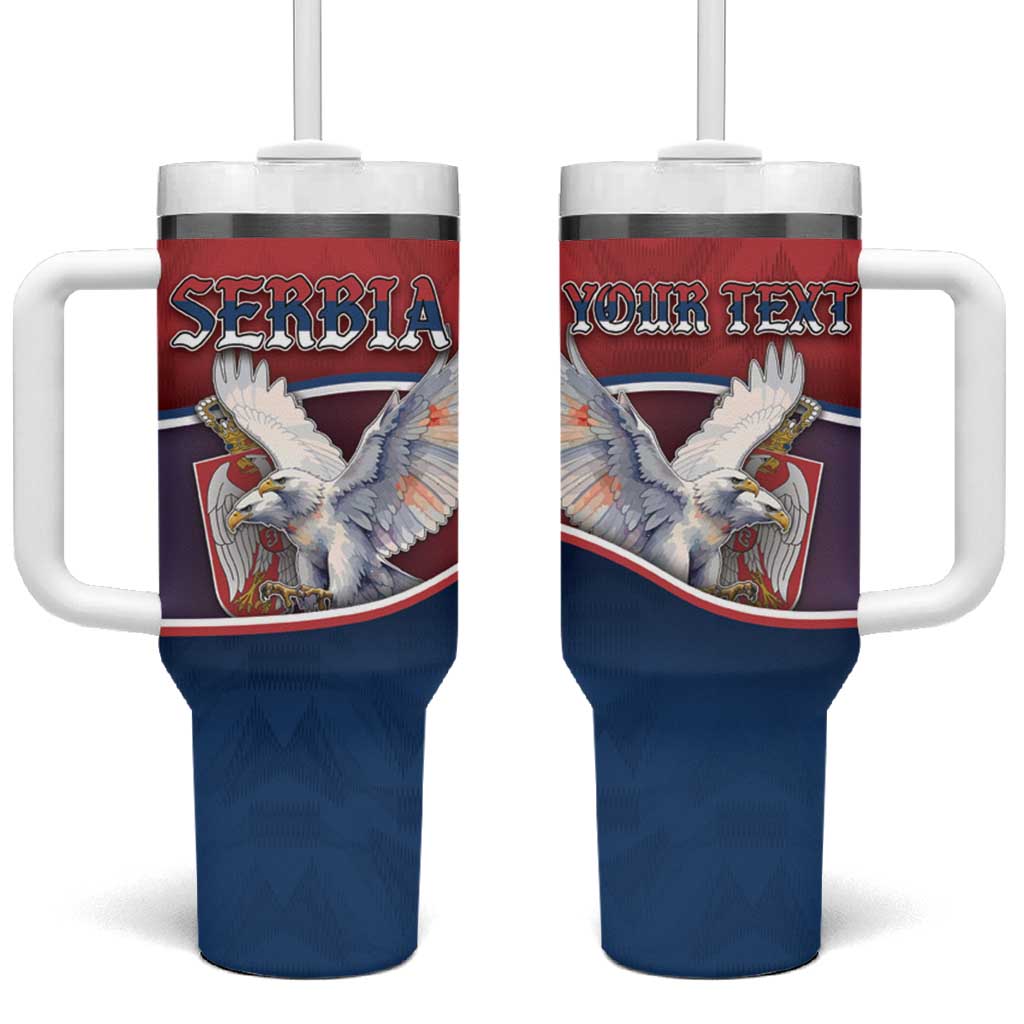 Personalized Serbia Tumbler With Handle White Double Headed Eagle With Coat Of Arms - Wonder Print Shop