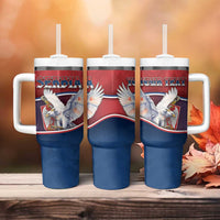 Personalized Serbia Tumbler With Handle White Double Headed Eagle With Coat Of Arms - Wonder Print Shop