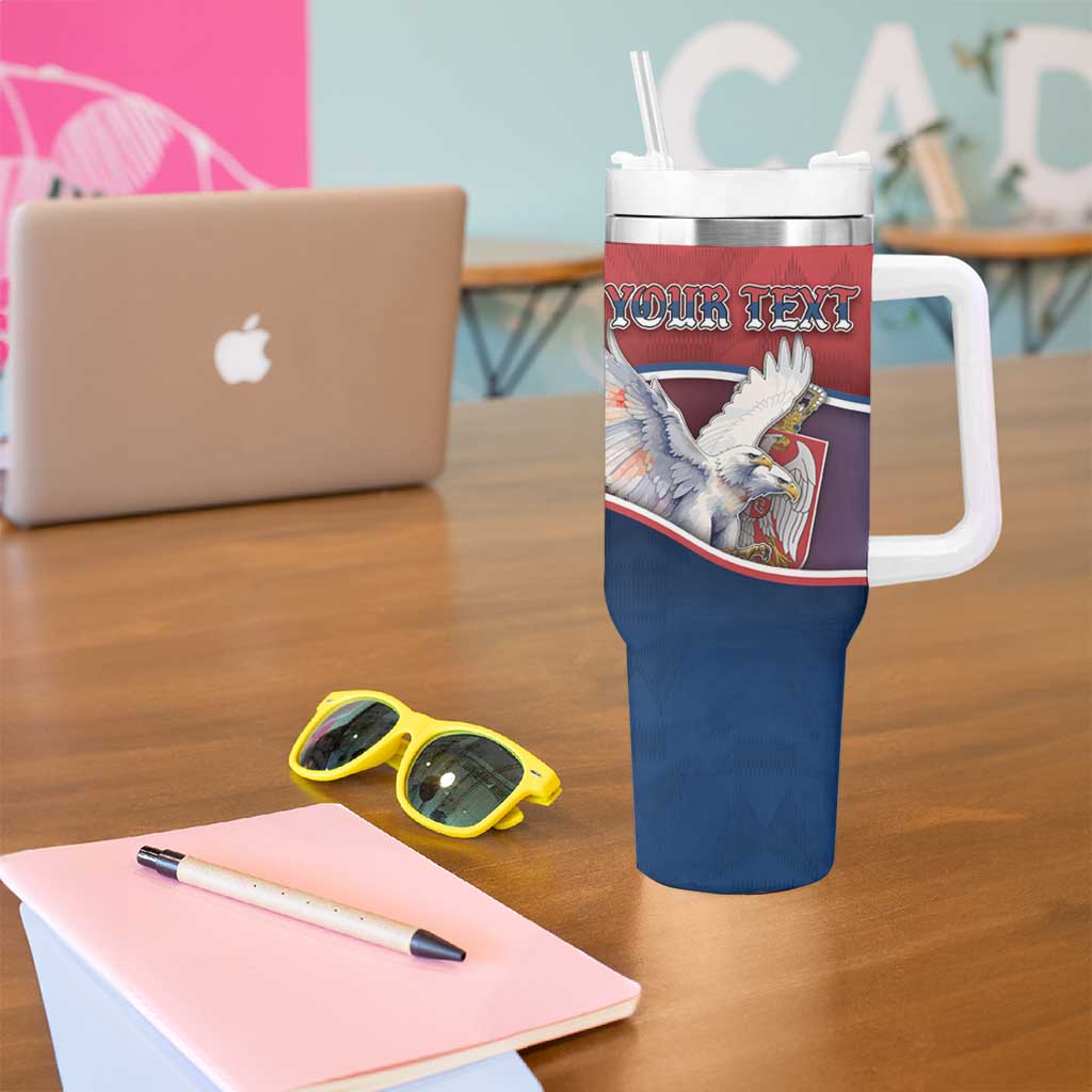 Personalized Serbia Tumbler With Handle White Double Headed Eagle With Coat Of Arms - Wonder Print Shop