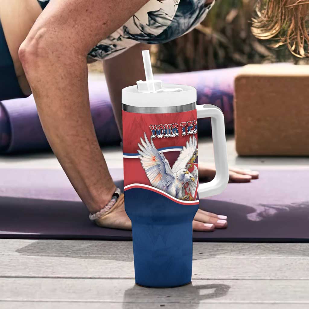 Personalized Serbia Tumbler With Handle White Double Headed Eagle With Coat Of Arms - Wonder Print Shop