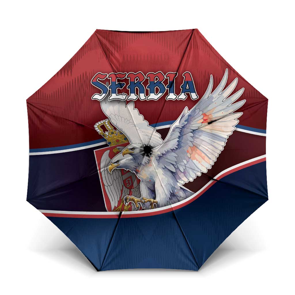 Serbia Umbrella White Double Headed Eagle With Coat Of Arms - Wonder Print Shop