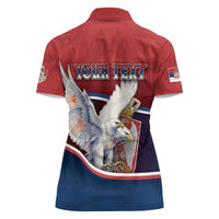 Personalized Serbia Women Polo Shirt White Double Headed Eagle With Coat Of Arms - Wonder Print Shop