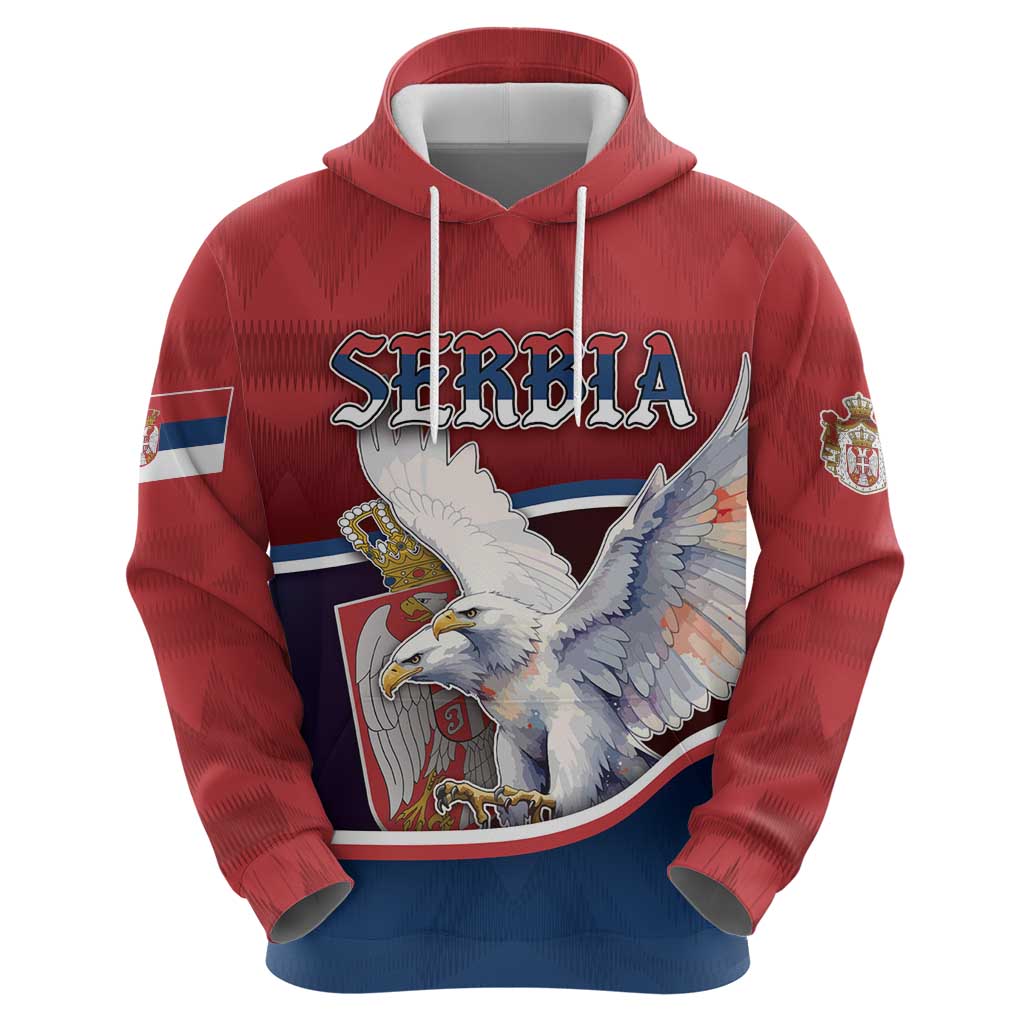 Personalized Serbia Zip Hoodie White Double Headed Eagle With Coat Of Arms - Wonder Print Shop