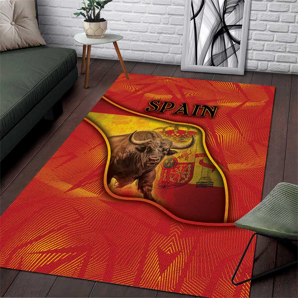 Spain Area Rug The Spanish Fighting Bull With Coat Of Arms - Wonder Print Shop