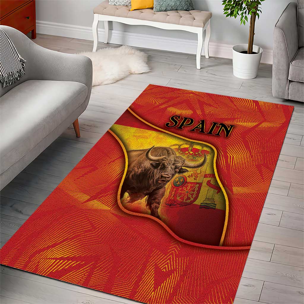 Spain Area Rug The Spanish Fighting Bull With Coat Of Arms - Wonder Print Shop