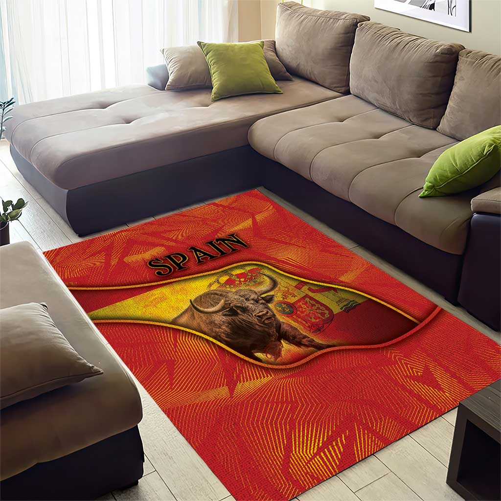 Spain Area Rug The Spanish Fighting Bull With Coat Of Arms - Wonder Print Shop