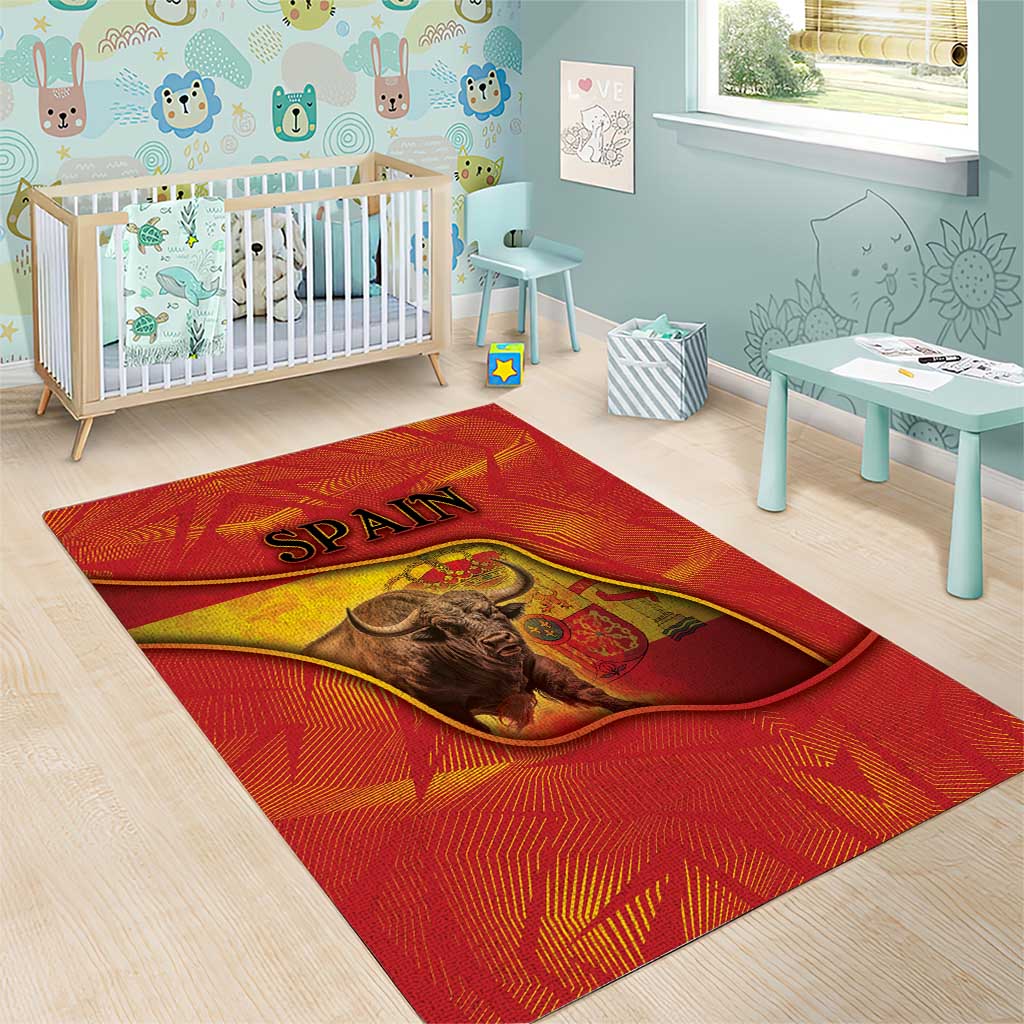 Spain Area Rug The Spanish Fighting Bull With Coat Of Arms - Wonder Print Shop