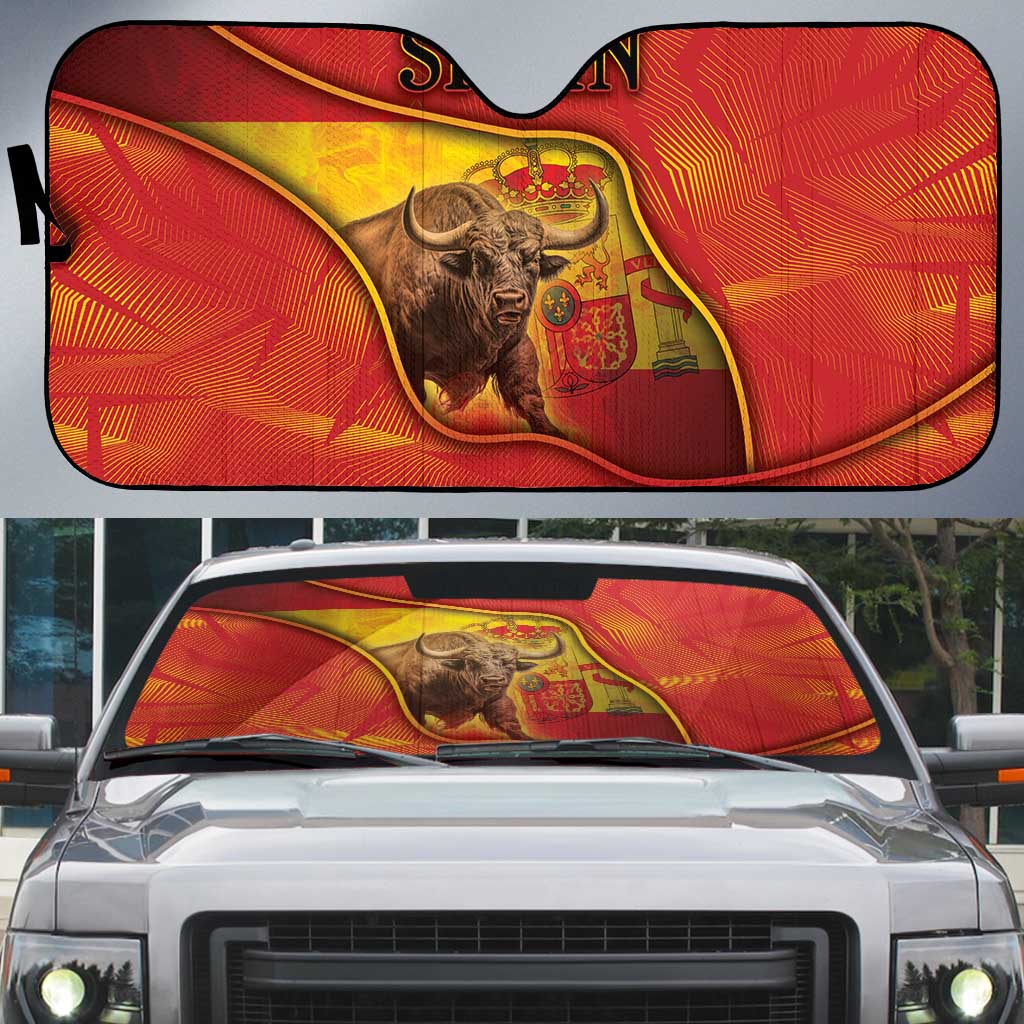 Spain Auto Sun Shade The Spanish Fighting Bull With Coat Of Arms - Wonder Print Shop