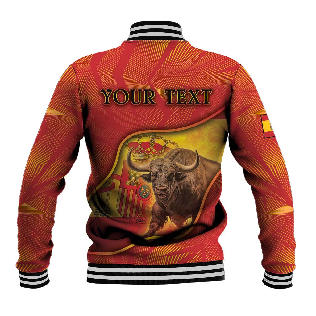 Personalized Spain Baseball Jacket The Spanish Fighting Bull With Coat Of Arms - Wonder Print Shop