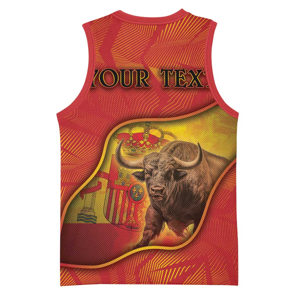 Personalized Spain Basketball Jersey The Spanish Fighting Bull With Coat Of Arms - Wonder Print Shop