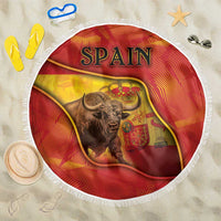 Spain Beach Blanket The Spanish Fighting Bull With Coat Of Arms - Wonder Print Shop