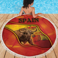 Spain Beach Blanket The Spanish Fighting Bull With Coat Of Arms - Wonder Print Shop