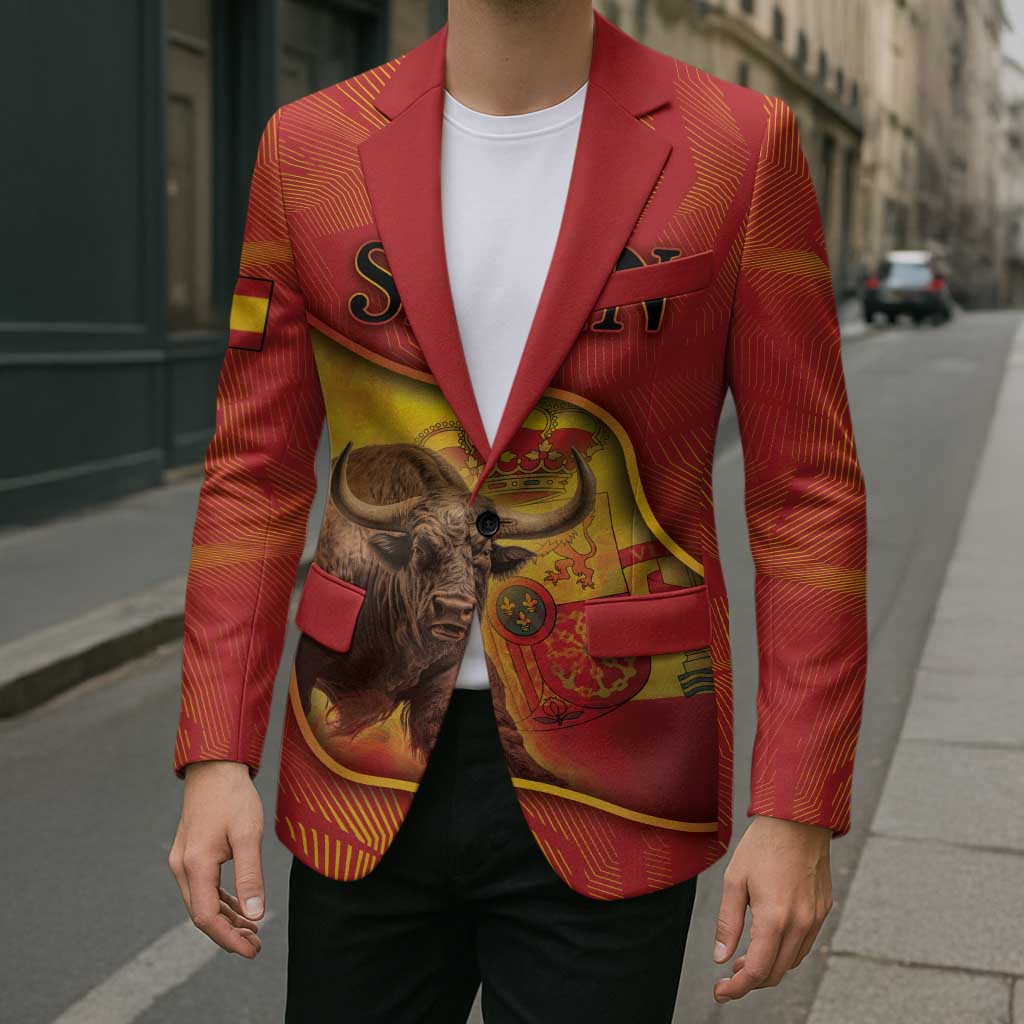 Personalized Spain Blazer The Spanish Fighting Bull With Coat Of Arms - Wonder Print Shop