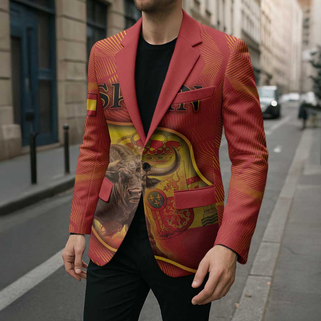 Personalized Spain Blazer The Spanish Fighting Bull With Coat Of Arms - Wonder Print Shop