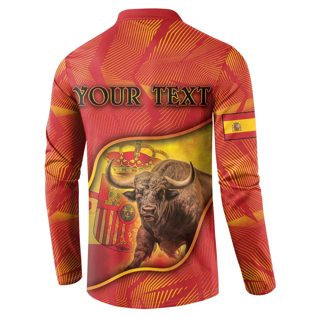 Personalized Spain Button Sweatshirt The Spanish Fighting Bull With Coat Of Arms - Wonder Print Shop