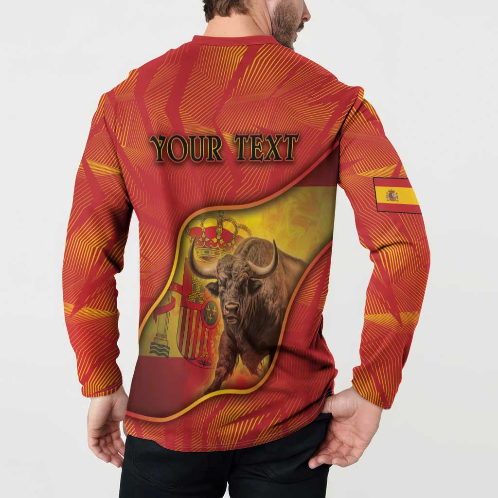 Personalized Spain Button Sweatshirt The Spanish Fighting Bull With Coat Of Arms - Wonder Print Shop