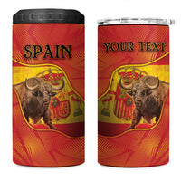 Personalized Spain 4 in 1 Can Cooler Tumbler The Spanish Fighting Bull With Coat Of Arms - Wonder Print Shop