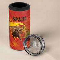 Personalized Spain 4 in 1 Can Cooler Tumbler The Spanish Fighting Bull With Coat Of Arms - Wonder Print Shop