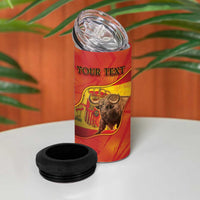 Personalized Spain 4 in 1 Can Cooler Tumbler The Spanish Fighting Bull With Coat Of Arms - Wonder Print Shop