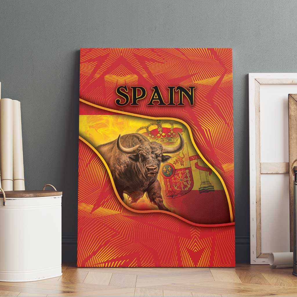 Spain Canvas Wall Art The Spanish Fighting Bull With Coat Of Arms - Wonder Print Shop