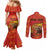 Personalized Spain Couples Matching Mermaid Dress and Long Sleeve Button Shirt The Spanish Fighting Bull With Coat Of Arms - Wonder Print Shop