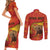 Personalized Spain Couples Matching Short Sleeve Bodycon Dress and Long Sleeve Button Shirt The Spanish Fighting Bull With Coat Of Arms - Wonder Print Shop