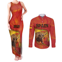 Personalized Spain Couples Matching Tank Maxi Dress and Long Sleeve Button Shirt The Spanish Fighting Bull With Coat Of Arms - Wonder Print Shop