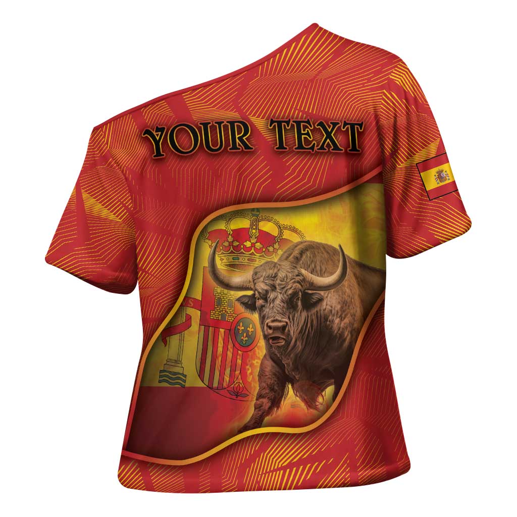 Personalized Spain Cross Shoulder Shirt The Spanish Fighting Bull With Coat Of Arms - Wonder Print Shop
